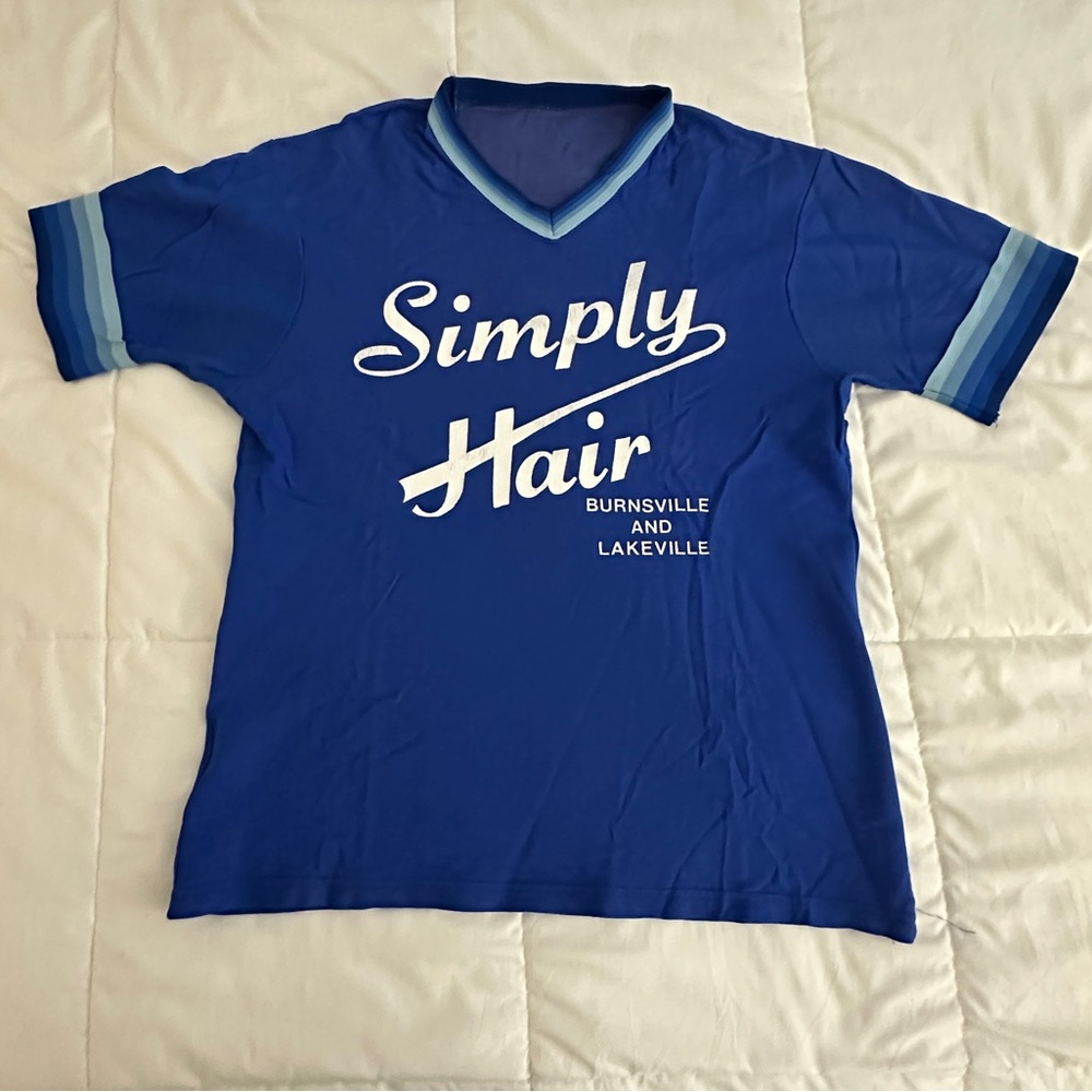 True Vintage Short Sleeved Jersey Tee Royal Blue Simply Hair Size M/L